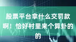 股票平台拿什么交罚款啊！恰好村里来个算卦的