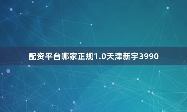 配资平台哪家正规1.0天津新宇3990